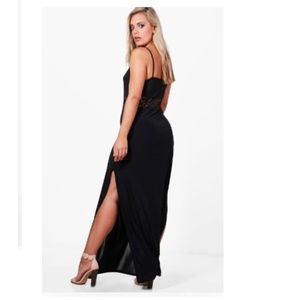 boohoo plus darcey lace detail maxi dress black
